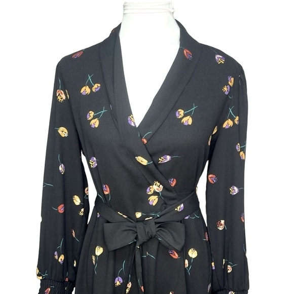 Cabi Divine Floral Wrap Dress Black - Picture 3 of 9